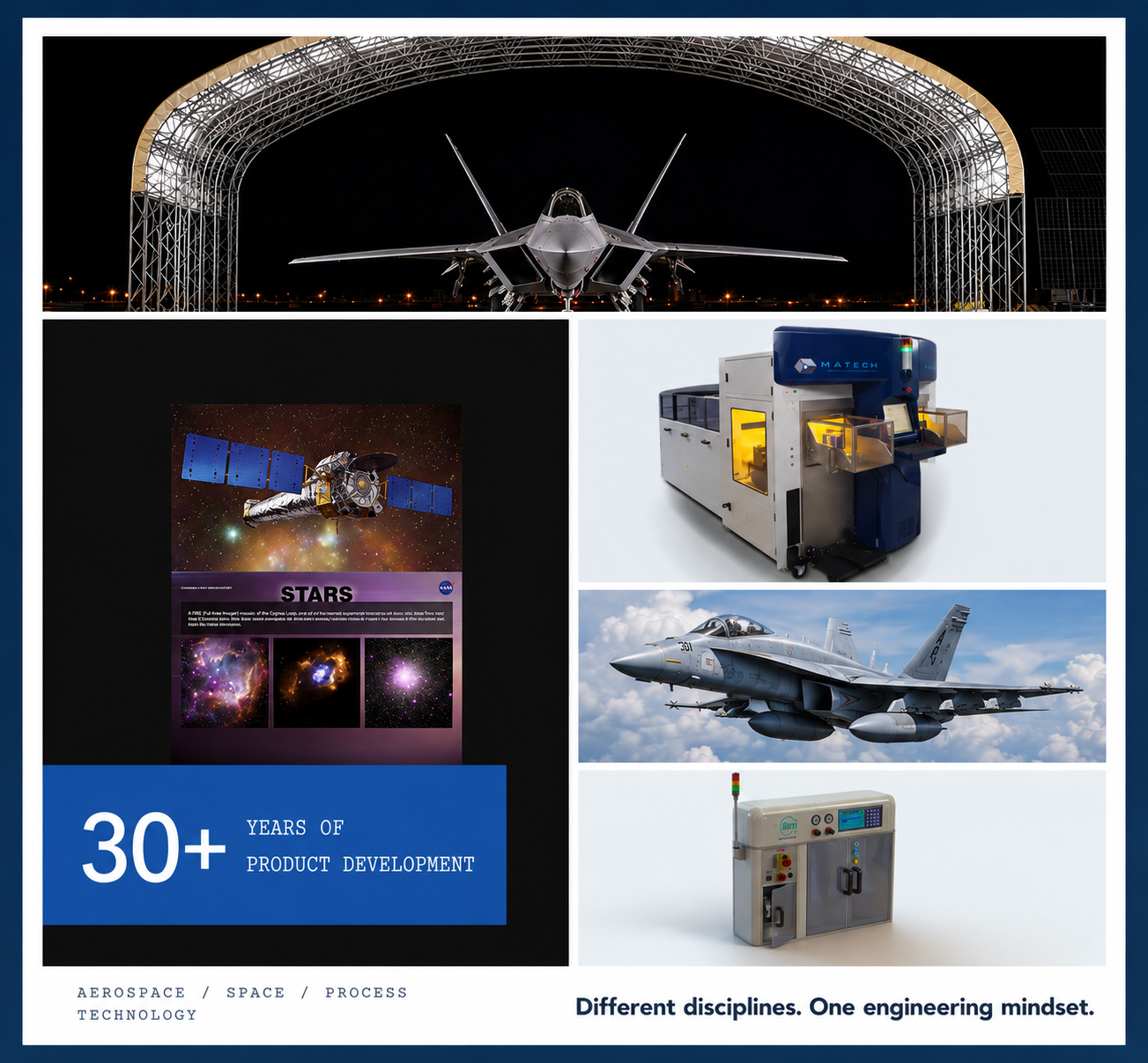 MATECH aerospace, space, WaveEtch, and Aeris technology collage